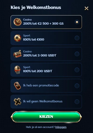 Selectie van welkomstbonussen bij Millioner Casino voor casinospellen, sportweddenschappen en cryptostortingen
